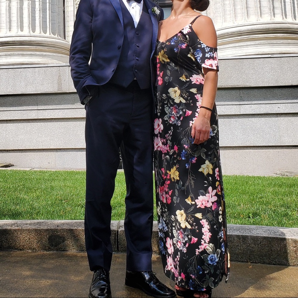 Rachel Roy floral cap sleeve maxi dress